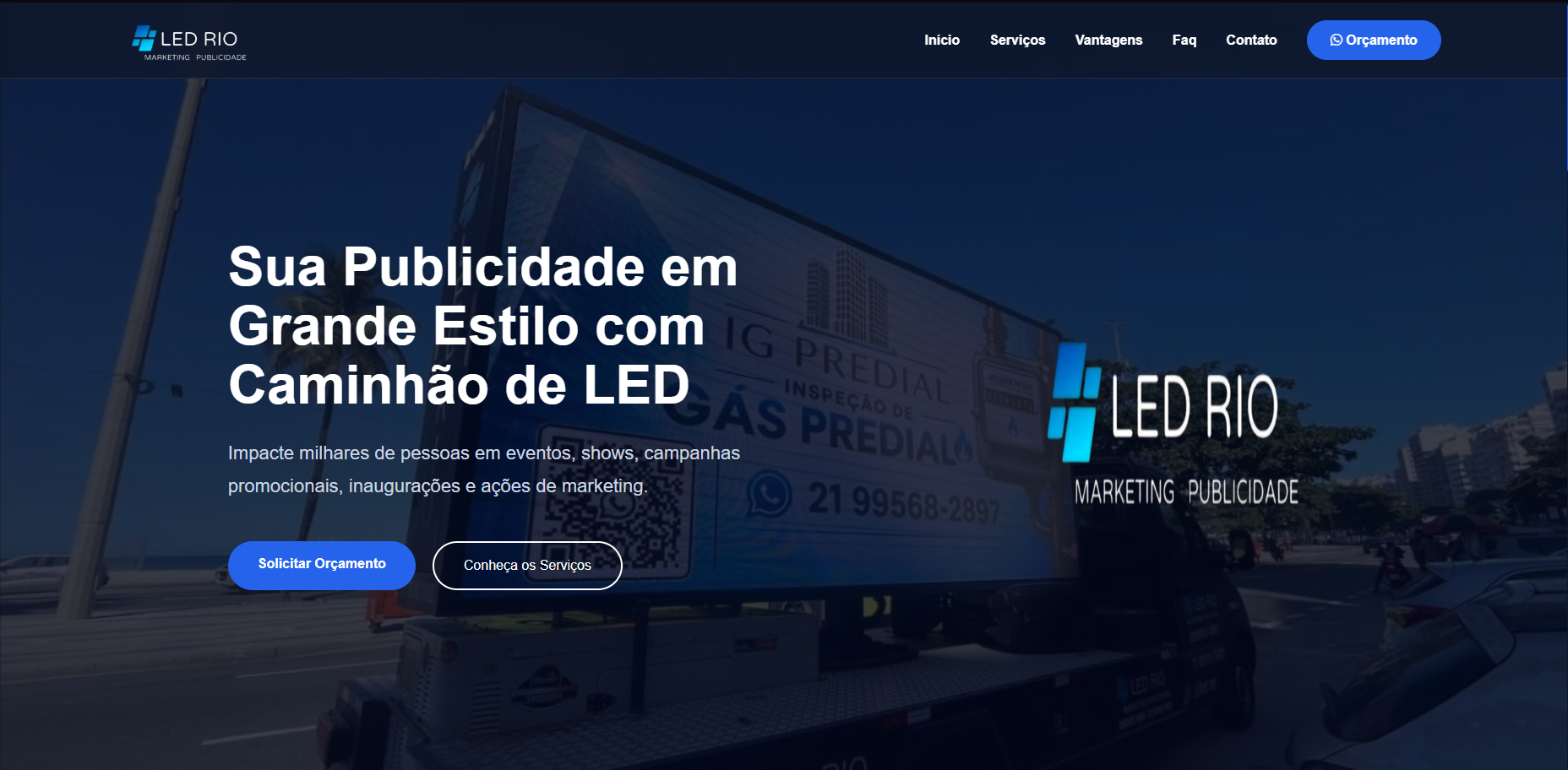 Página inicial do site LED Rio